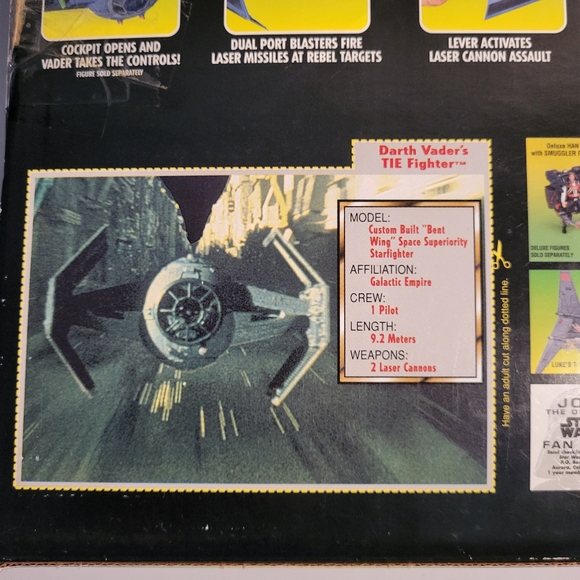 1997 Star Wars Power of the Force Darth Vader's TIE Fighter W. Box Kenner - Picture 4 of 8